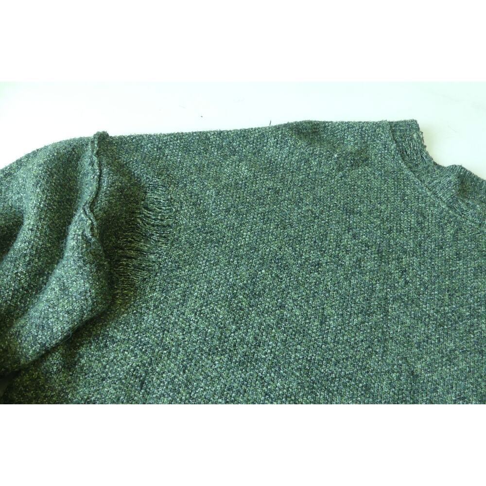 Frayed‎ Jeans Sweater Women's Medium Oversized Shredded Green Black Lagenlook - Picture 2 of 7